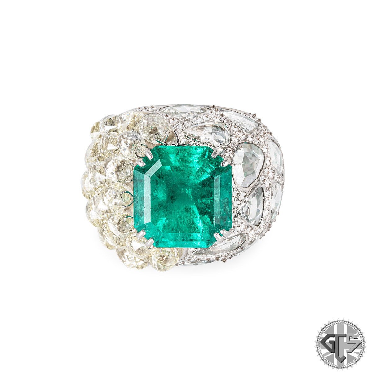 White Gold Columbian Emerald & Diamond Ring 15.60ct